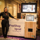 Dickson poses with one of her PopShop Local machines.